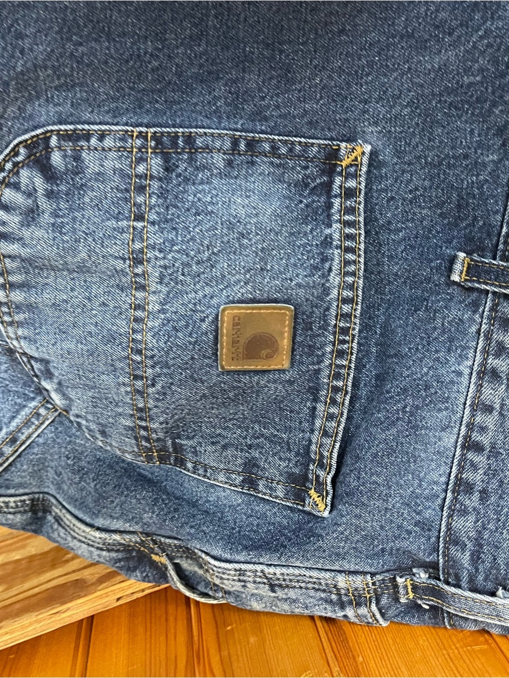 Carhartt Men's Blue Relaxed Fit Denim Jeans with Patch Logo